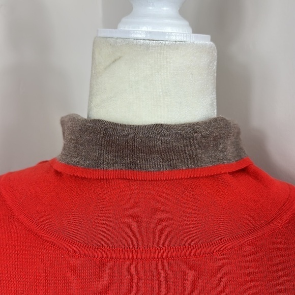 Belford Orange Pima Cotton Long Sleeve Button Turtleneck Top XS - Picture 6 of 10